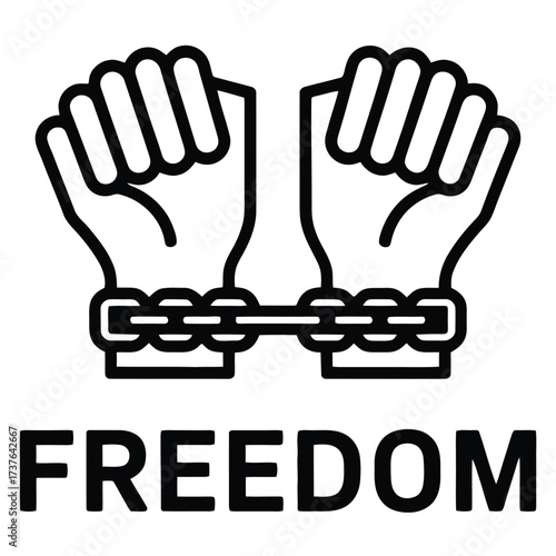 Symbol of human hands bound by chains, illustrating concepts of bondage, slavery, and an enduring quest for freedom and liberation. Human rights concept.