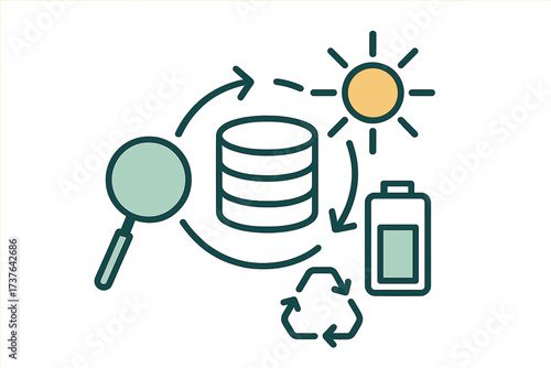 Circular process of data analysis, energy generation, storage, and sustainable resource recycling