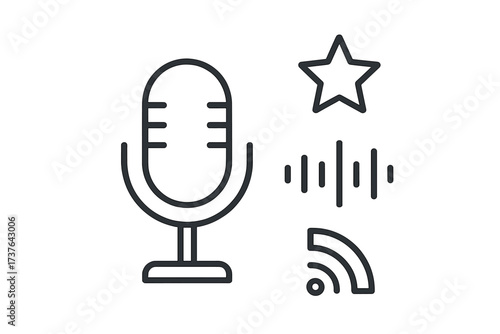 Essential icons for podcasting, audio recording, and digital communication services