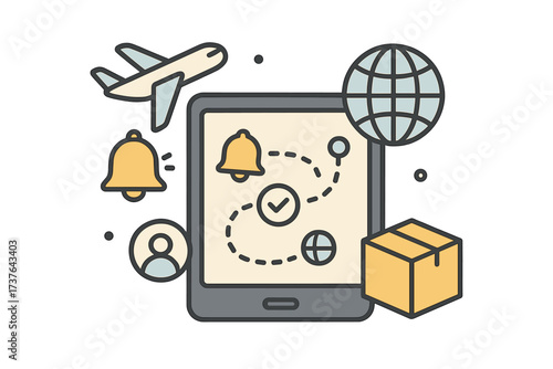Global travel and delivery logistics planning on a digital tablet application