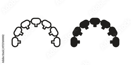 Lingual braces icon art in black and white