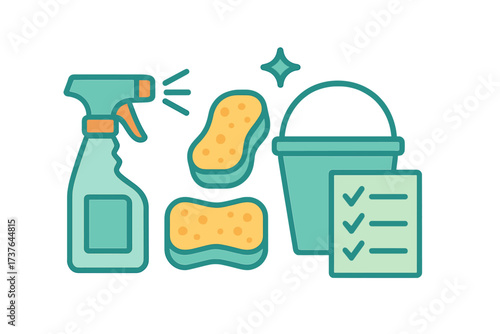 Essential cleaning supplies and tools for maintaining a hygienic and tidy household environment