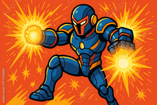 Blaster futuristic sparks vector light energy superhero blasts armored effects illustration