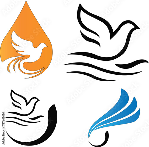 vector illustration of a set wings