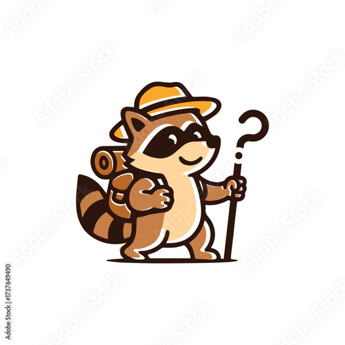 A cute raccoon explorer character