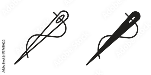 Needle icon art in black and white