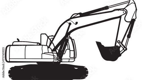 Heavy Construction Excavator Machine Graphic Outline