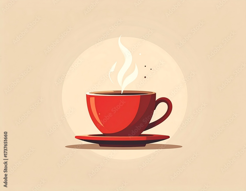 Obraz premium Red Coffee Cup with Steam.