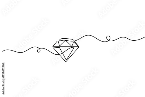 Diamond continuous one line drawing minimalist style isolated outline vector illustration design
