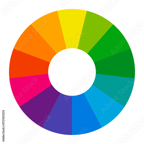 Vibrant color wheel illustration showcasing harmonious hues and complementary shades for design