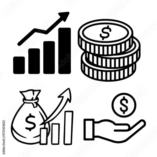 Financial growth and investment concept depicted through various graphic elements showcasing
