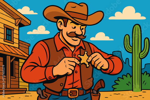 S duty vector to preparing illustration vest star sheriff badge cowboy