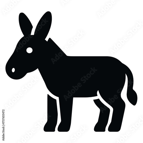 Silhouette of a standing donkey in profile view