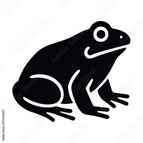 Black and white frog icon silhouette with simple design