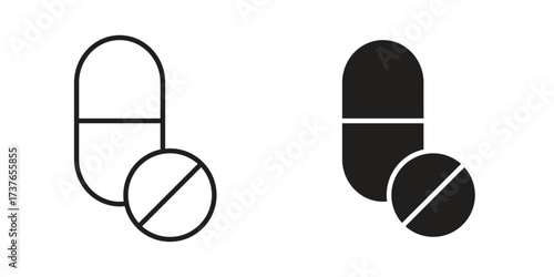 Pills icon art in black and white