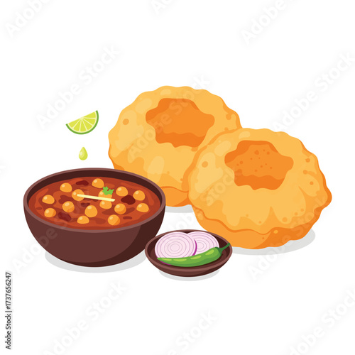 Authentic Chole Bhature flavorful Indian chickpea curry with fried bread