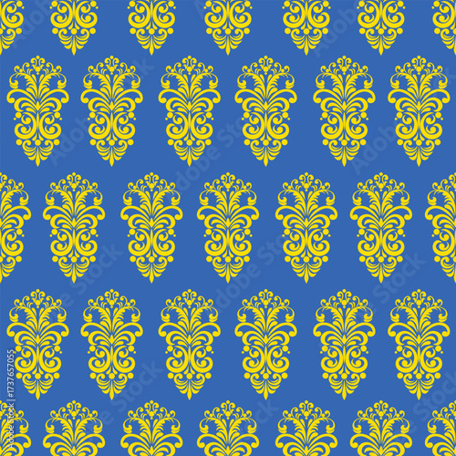 Deep blue backdrop accented by vivid yellow elements in a precise, orderly arrangement, delivering a sense of luxury and energy through bold color contrast.