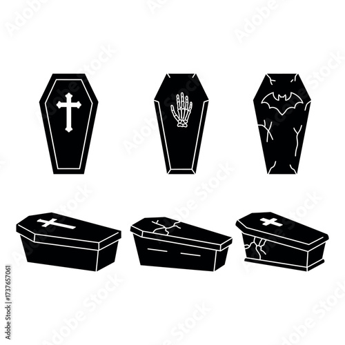 Coffin Icon Set – Halloween Grave Collection
