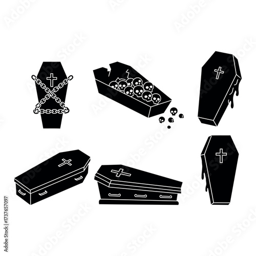 Coffin Icon Set – Halloween Grave Collection
