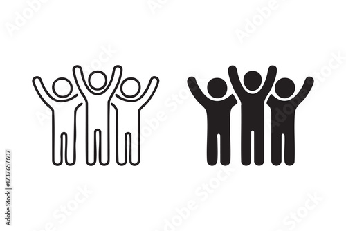 Minimal People Team Icon Black White Illustration for Collaboration