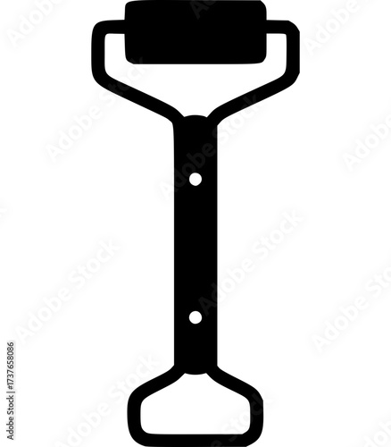Minimal black vector illustration of a face roller used for massage, beauty routines, and skincare treatments.