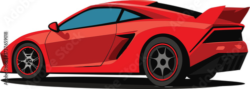 Sleek red sports car with aerodynamic design on white background