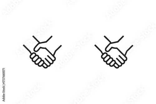 Minimalist Line Art Handshake Illustration Black White Agreement Icon