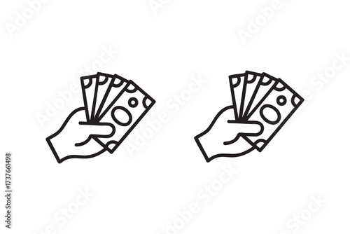 Cash Transaction Icon Black and White Business Payment Vector
