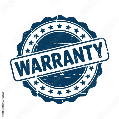 Blue Warranty Seal Stamp with Stars Product Guarantee Symbol Illustration