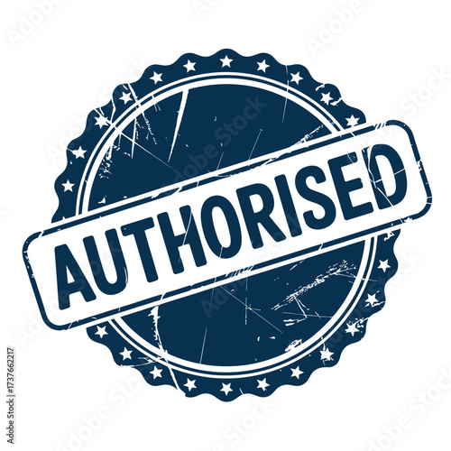 Authorised Stamp Illustration in Navy Blue with Grunge Texture Vector Design