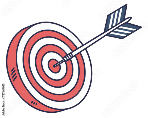 Bullseye: a red dart hitting the center of a target to illustrate business success and marketing goal achievement
