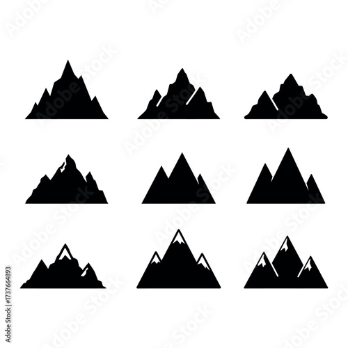 Mountain Icon Set – Nature Landscape Collection
