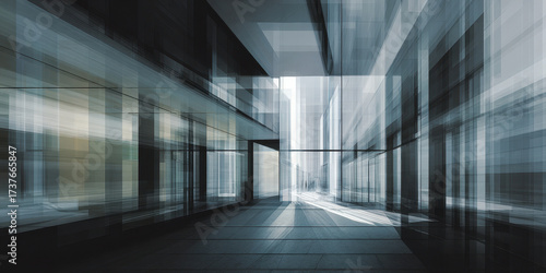 Wallpaper Mural Abstract futuristic commercial interior with transparent glass architecture and reflections Torontodigital.ca