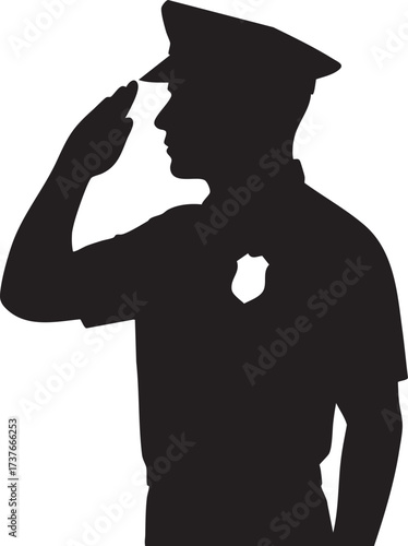 Police officer salute silhouette vector
