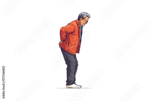 Senior man suffering from back pain healthcare isolated