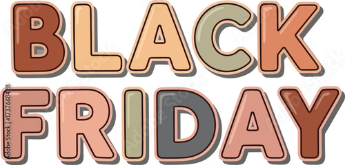 Two children holding Black Friday banner festive sale illustration with winter hats and happy expressions 