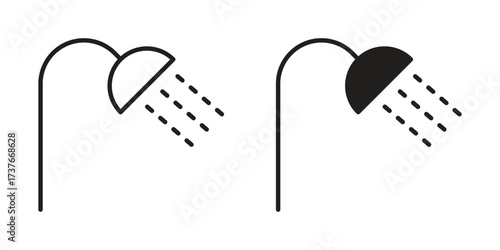 Shower Head icon art in black and white