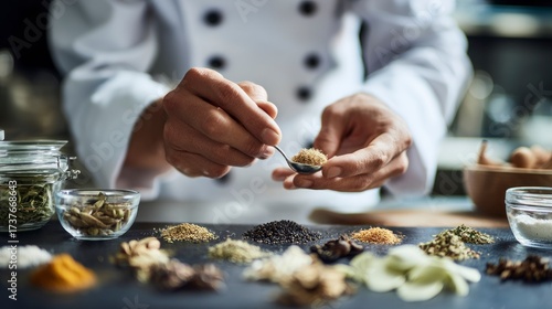 Chef measuring spices