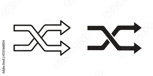 Shuffle icon art in black and white