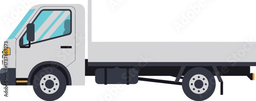 White flatbed truck vector illustration for commercial use