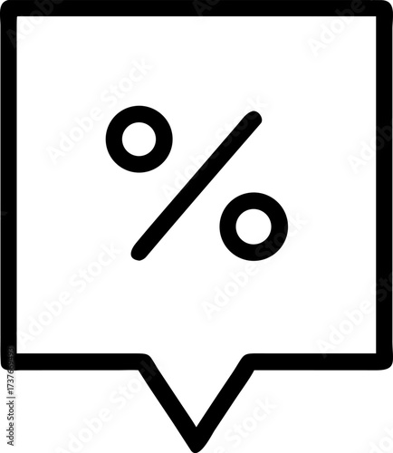 discount percent outline vector icon isolated on white background