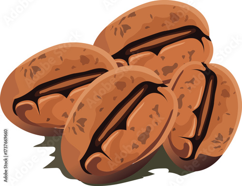 Coffee bean icon. Espresso vector illustration. Coffee shop logo. Roasted coffee symbol. Isolated sign of hot beverage aroma.