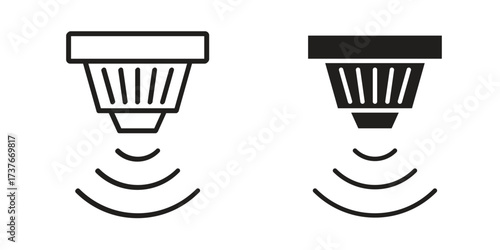 Smoke detector icon art in black and white