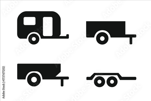 Various trailer and caravan icons for transportation and travel concepts