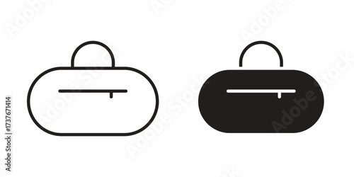 Sports bag icon art in black and white