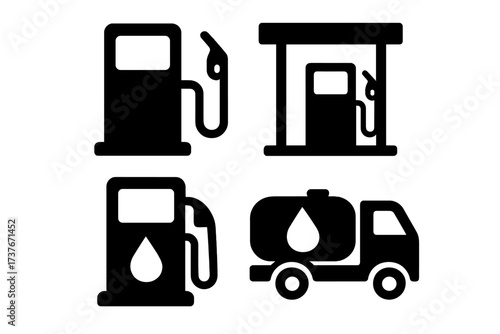 Essential Fuel and Gas Station Icons Set for Energy and Transportation Industry