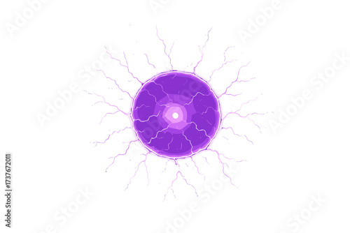 Glowing purple energy sphere with electric lightning bolts radiating outwards