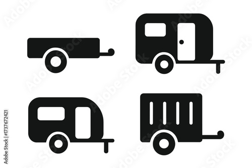 Collection of various utility and travel trailers for transport and outdoor activities
