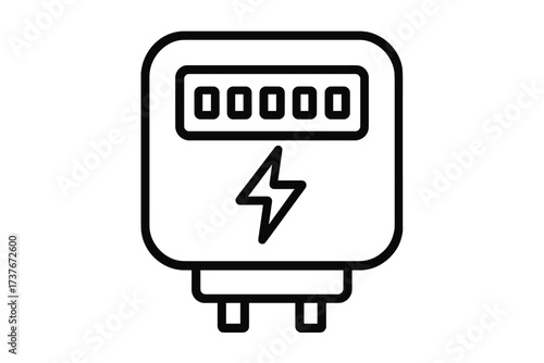 Electricity meter with digital display and lightning bolt for energy measurement