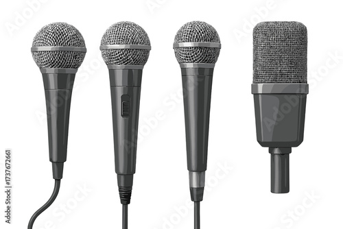 Various professional studio microphones for high-quality audio recording and broadcasting